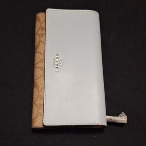 Coach New Blue and Brown Signature Wallet Card Holder C5966